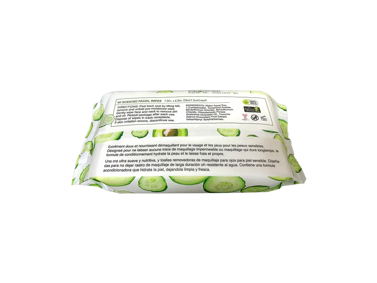 Makeup Wipes 60 sheets - Avocado and Cucumber viaGlamour