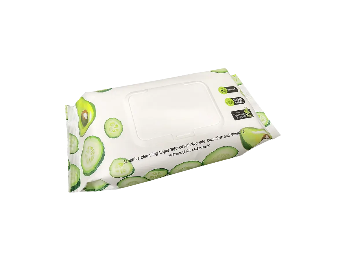 Makeup Wipes 60 sheets - Avocado and Cucumber viaGlamour